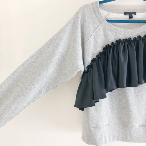J Crew Asymmetrical Ruffle Sweatshirt size Medium - Picture 4 of 9